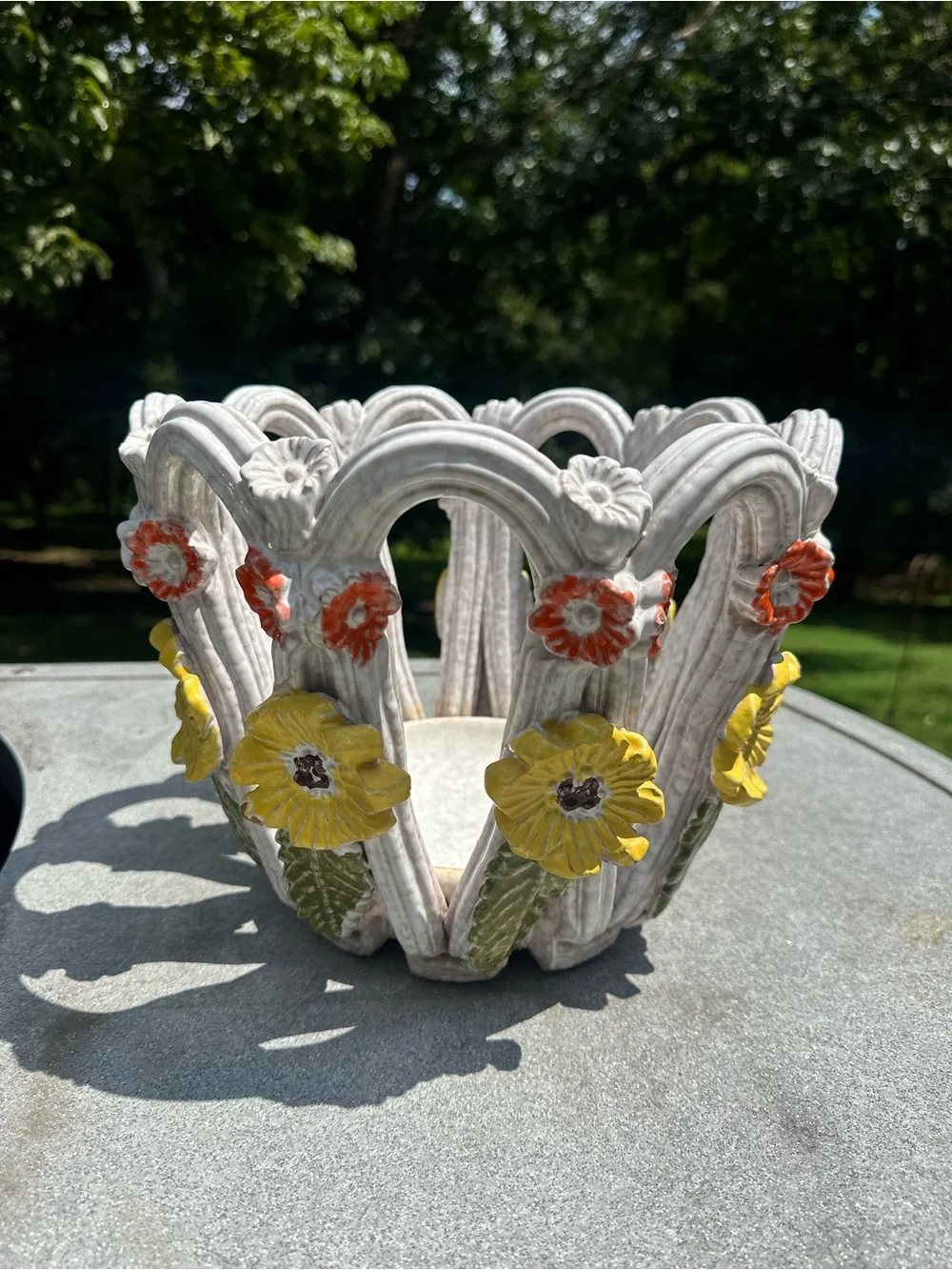 Mid-Century Modern Italian Majolica cachepot (flower pot holder/jardinière)